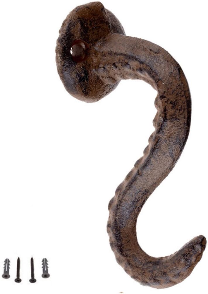 PAM'S GLAM Iron Wall Coat Hook, Octopus Tentacle, Brown