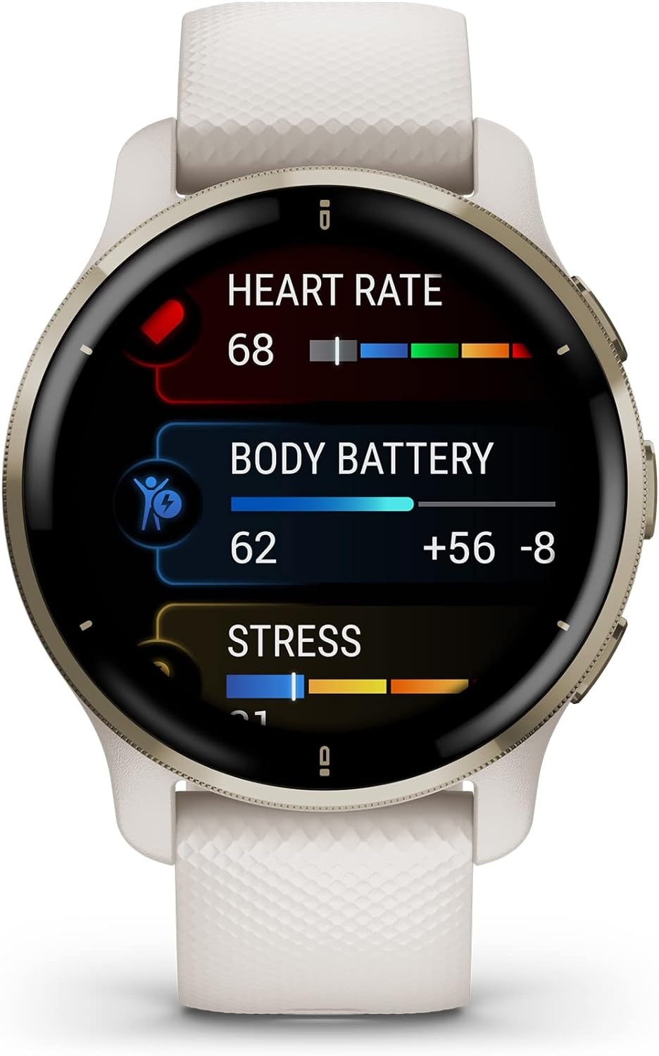 GARMIN® Venu® 2 Plus Cream Gold Stainless Steel Bezel with Ivory Case and Silicone Band