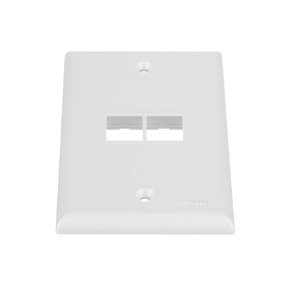 Wallplate, 2-Port, 1-Gang, NetKey, Rear Load, Flush, White