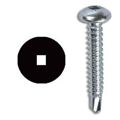 Self-Drilling Screw, #10 x 3/4", Steel, Pan Head, Square Drive