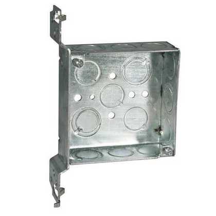 4" Square Box, Welded, Metallic, 1-1/2" Deep, FS Bracket