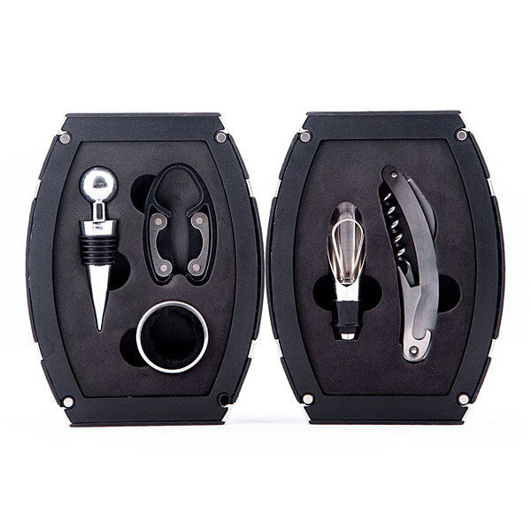 Deluxe 5 Piece Wine Tool Set in Wine Barrel