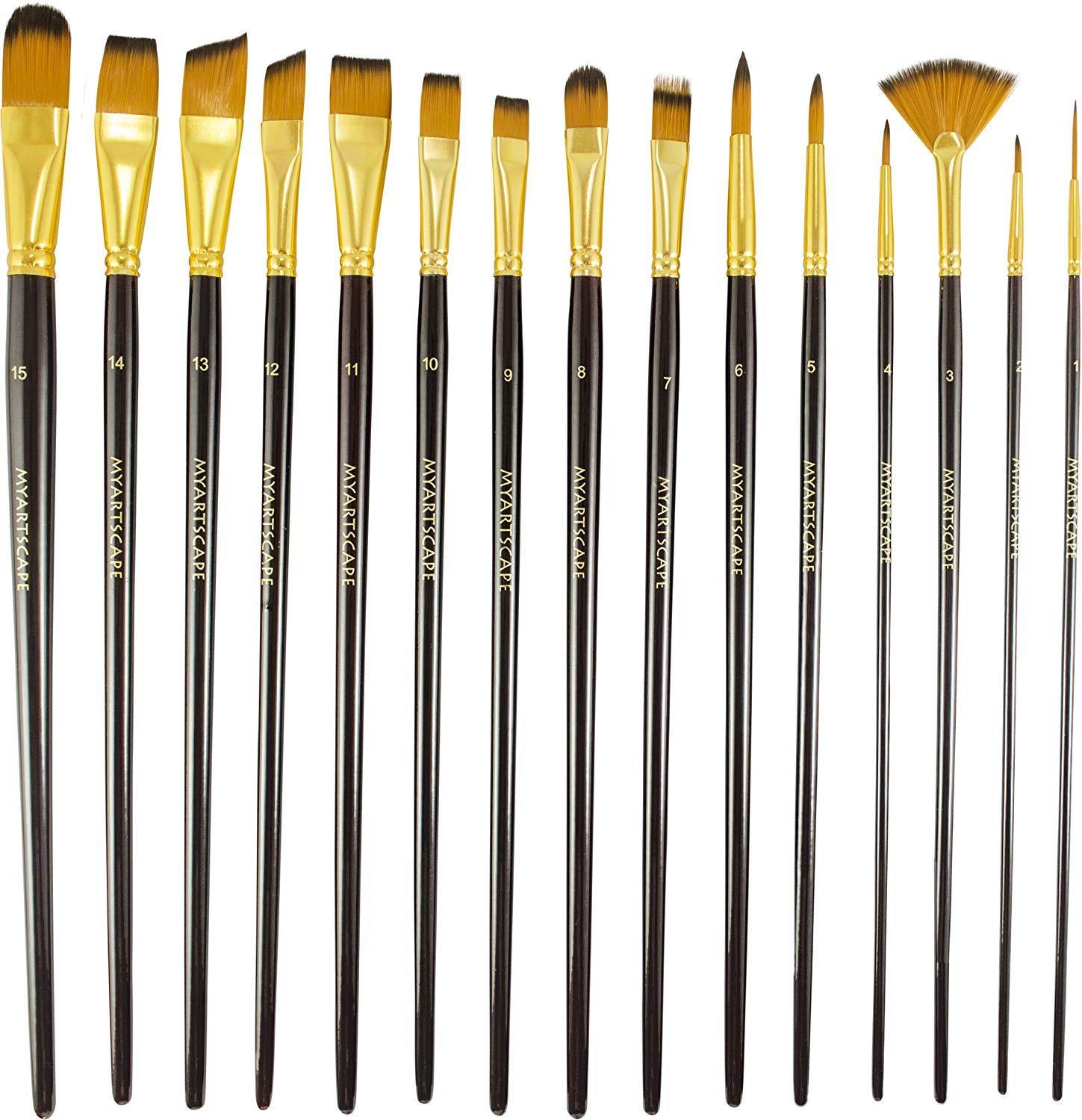 Paint Brush - Set of 15 Art Brushes for Watercolor, Acrylic Oil Painting - NORTH FIRST PLUS, LLC