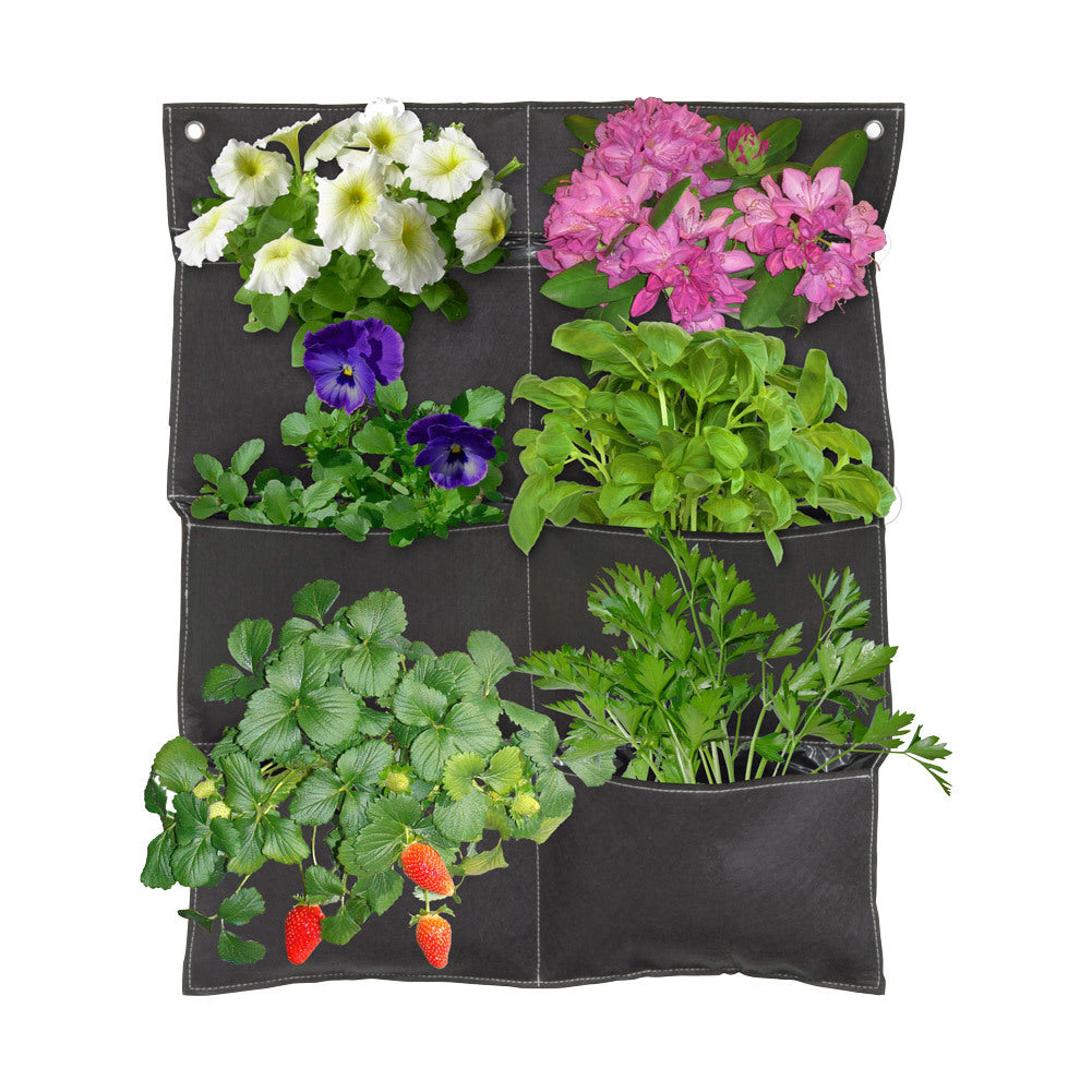 Coolaroo Hanging Vertical Wall Garden 6 Pocket Balcony Planter - Brown
