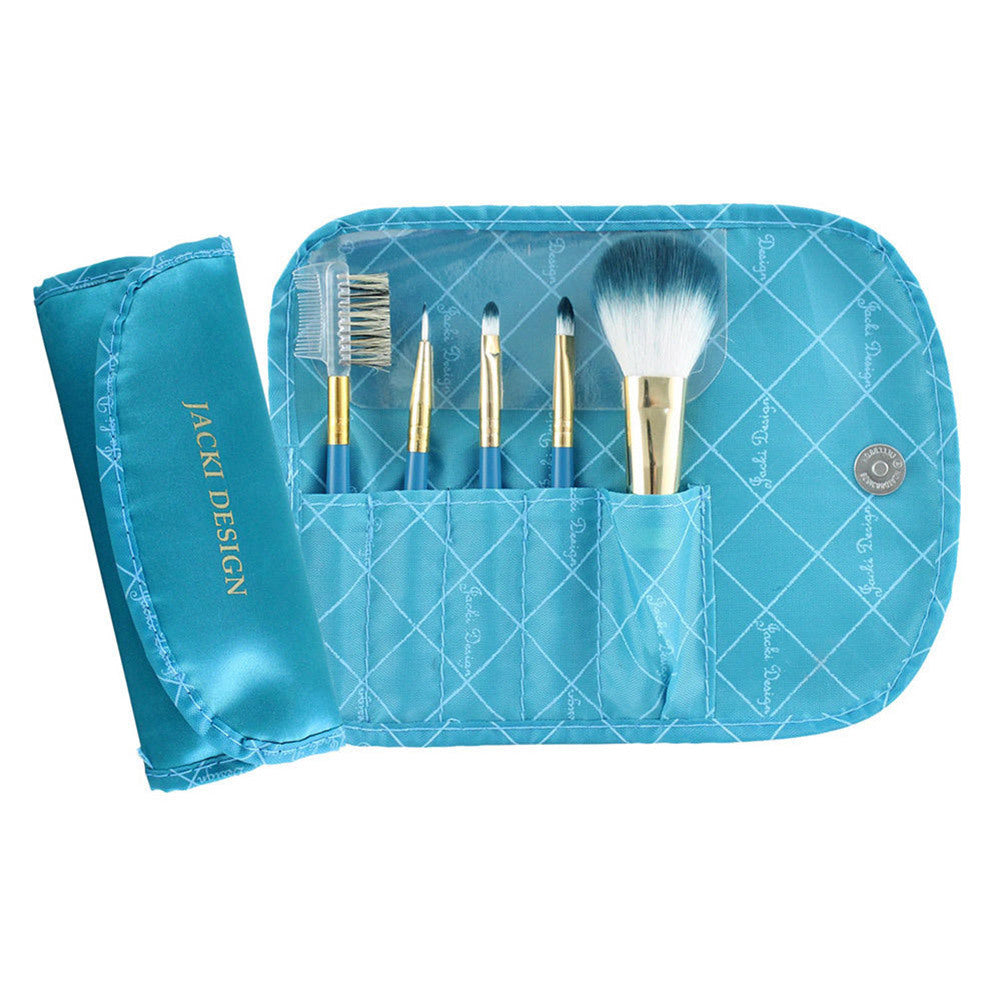 Jacki Design Vintage Allure 5 Pc Make Up Brush Set And Bag, Turquoise