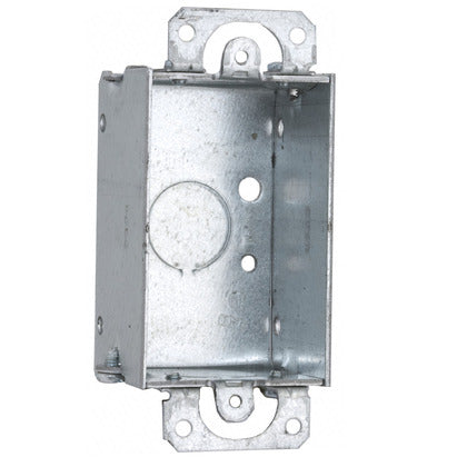 Switch Box, Gangable, 1-1/2" Deep, Conduit Knockouts, Ears