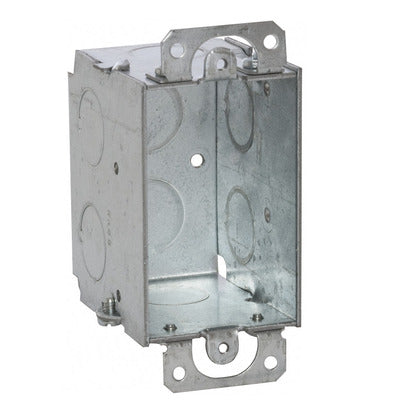 Switch Box, Gangable, 2-1/2" Deep, Conduit Knockouts, Ears