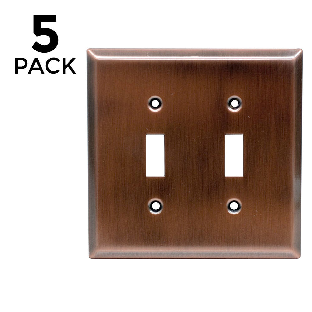 GE 57383 Double Switch Wall Plate (5 Pack), Copper Finish