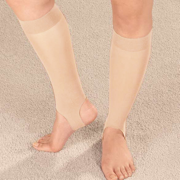 Drive Medical Ultra Thin Stirrup Compression Stockings, Off White (Small)