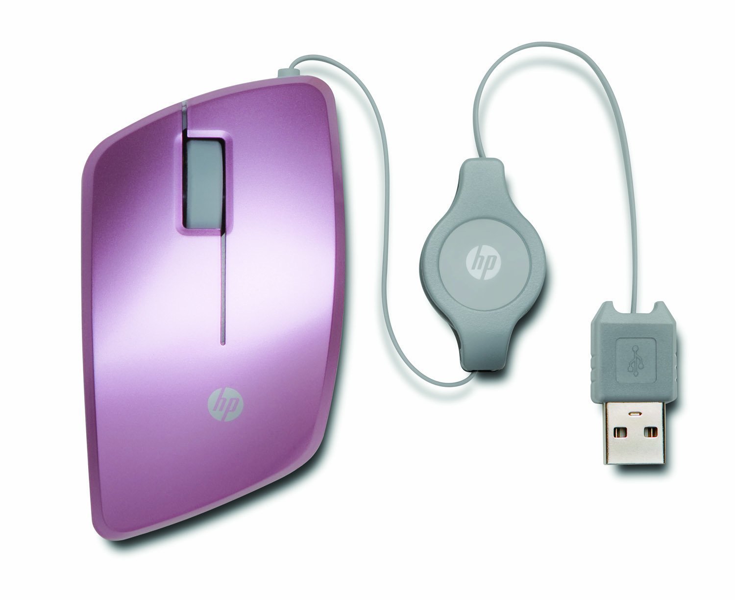 HP USB Retractable High-Precision 1000 DPI Mobile Mouse, Pink (Refurbished)