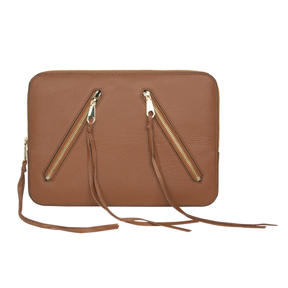 Rebecca Minkoff Moto 13 Sleeve - Almond Pebble Leather