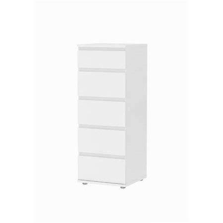 Tvilum 7109649 Aurora 5 Drawer Narrow Chest, White Set of 2 Free Handi Wipes - NORTH FIRST PLUS, LLC