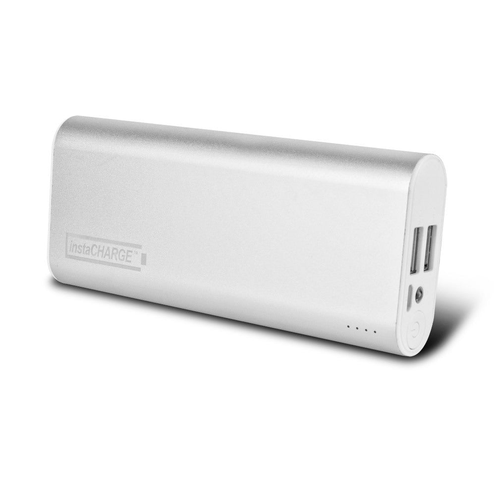instaCHARGE 8800mAh Dual USB Power Bank Portable Battery Charger - Silver