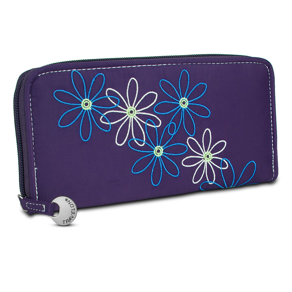 Travelon Safe ID Daisy Ladies Zip Wallet Clutch, Purple