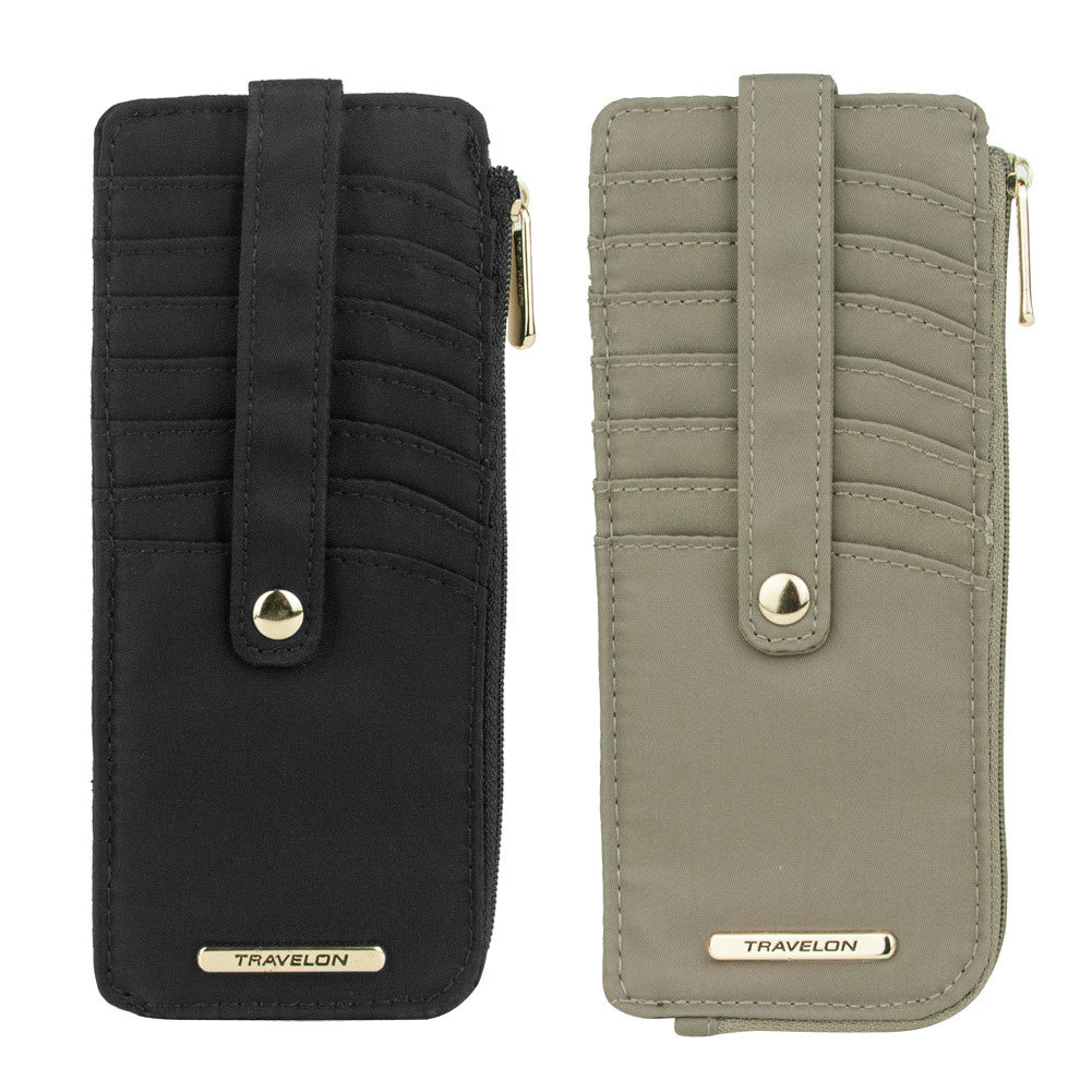 Travelon Set of 2 RFID Anti-Theft Tailored Slim Zip Wallets (Sable & Onyx)