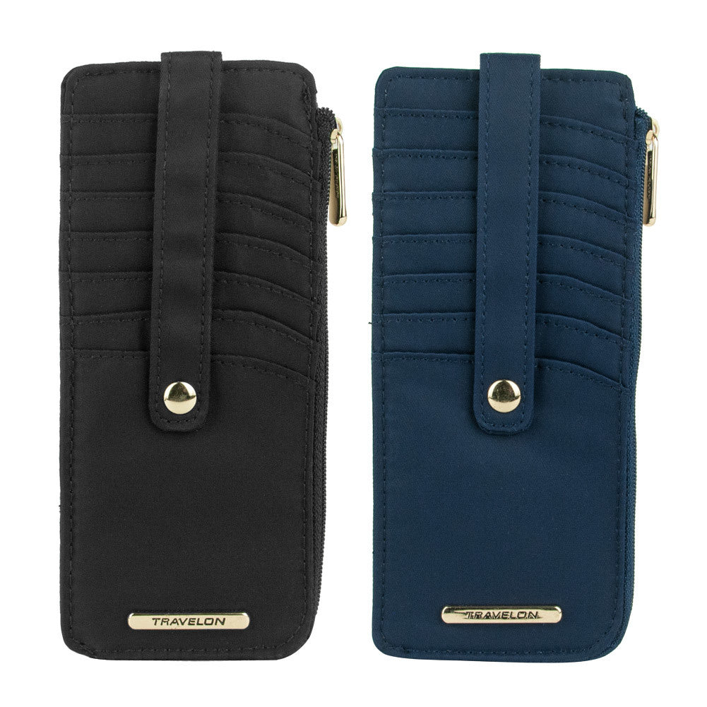 Travelon Set of 2 RFID Anti-Theft Tailored Slim Zip Wallets (Sapphire & Onyx)