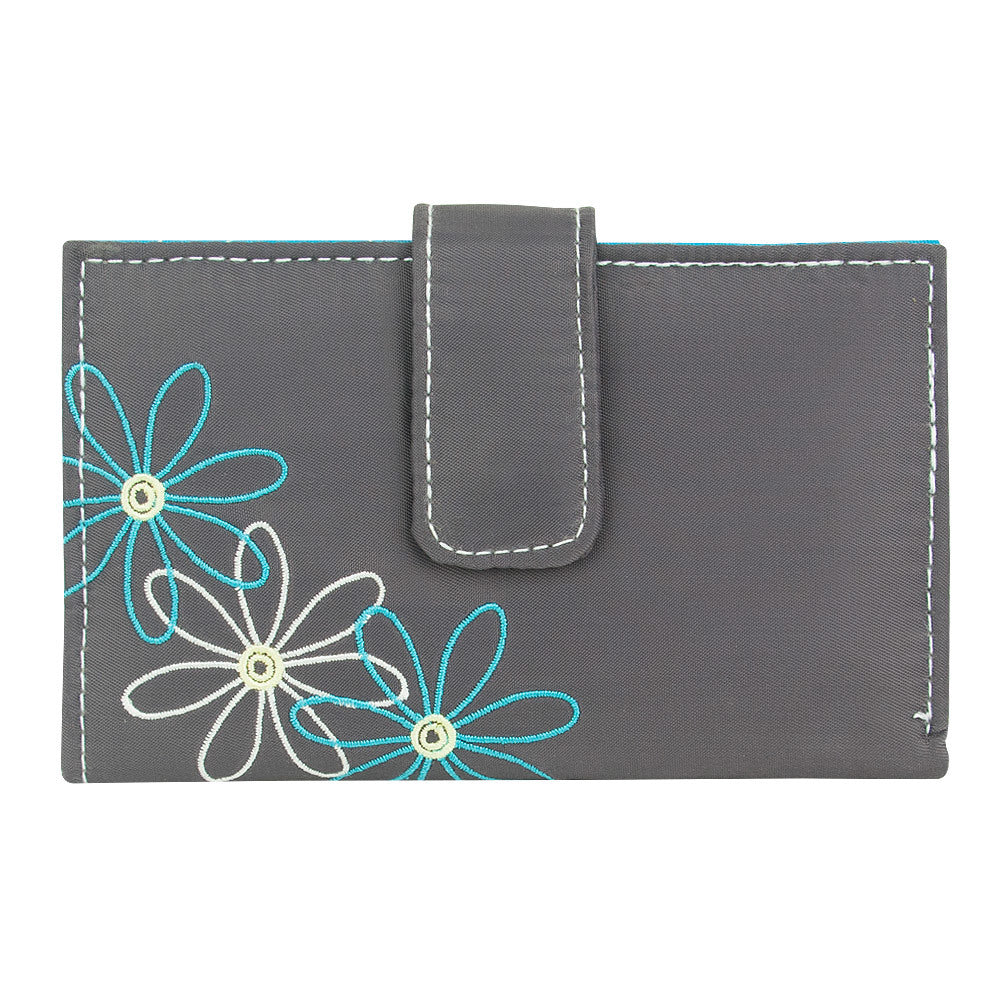 Travelon RFID Blocking Daisy Women"s Trifold Wallet Pewter Gray