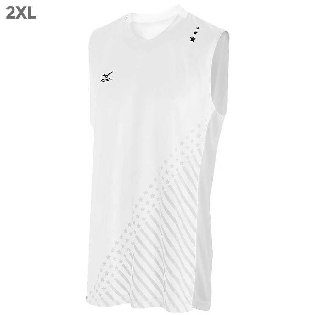 Mizuno DryLite Men"s National VI Sleeveless Jersey, White - 2XL
