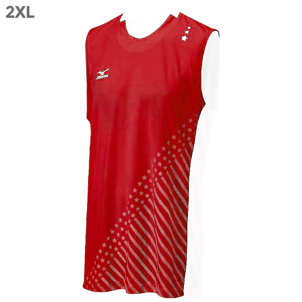 Mizuno DryLite Men"s National VI Sleeveless Jersey, Red & White - 2XL