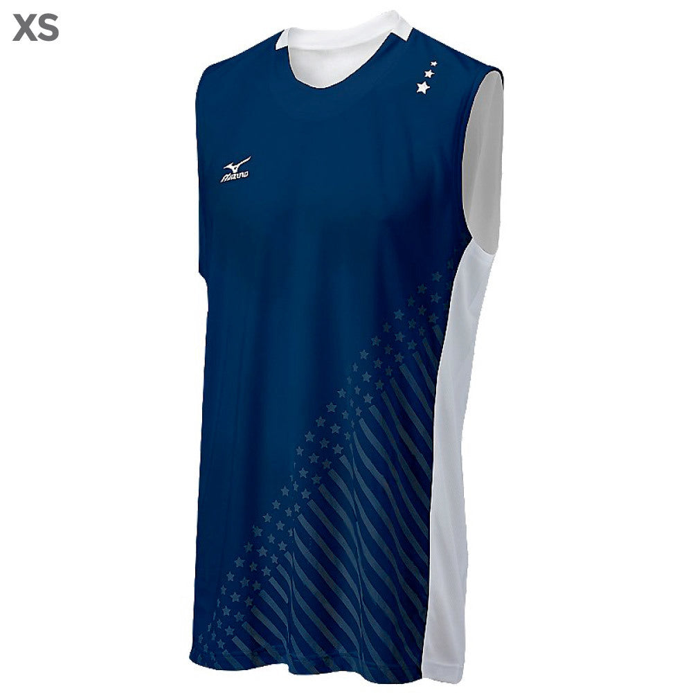 Mizuno DryLite Men"s National VI Sleeveless Jersey, Navy & White - XS