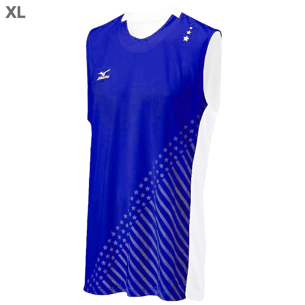 Mizuno DryLite Men"s National VI Sleeveless Jersey, Royal & White - XL
