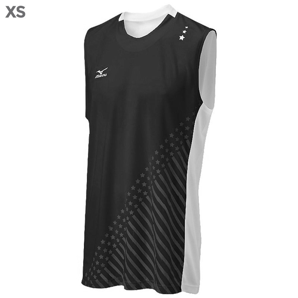 Mizuno DryLite Men"s National VI Sleeveless Jersey, Black & White - XS
