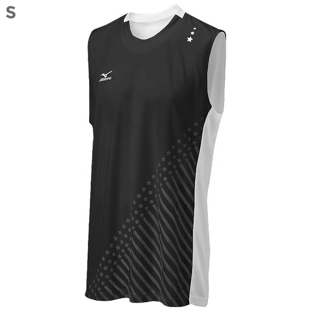 Mizuno DryLite Men"s National VI Sleeveless Jersey, Black & White - S