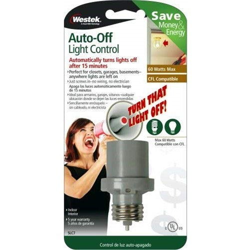 Westek Auto-Off Screw-In 60W Auto-Off Lightbulb Socket Light Control SLC7
