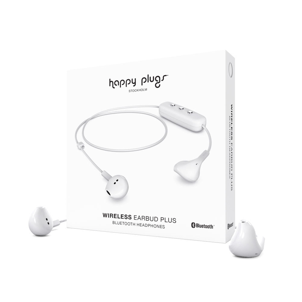 Happy Plugs Bluetooth Wireless In-Ear Headphones Earbud Plus - White
