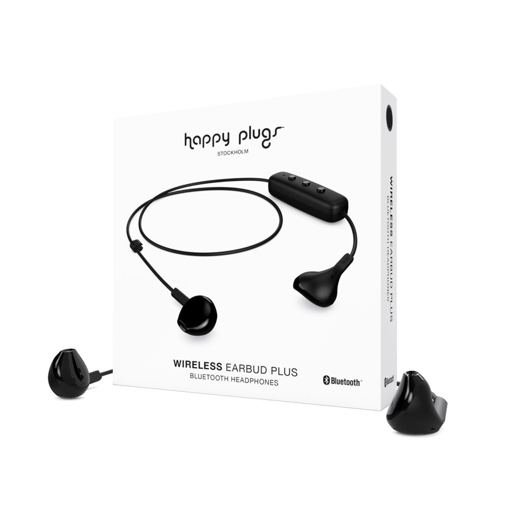 Happy Plugs Bluetooth Wireless In-Ear Headphones Earbud Plus - Black