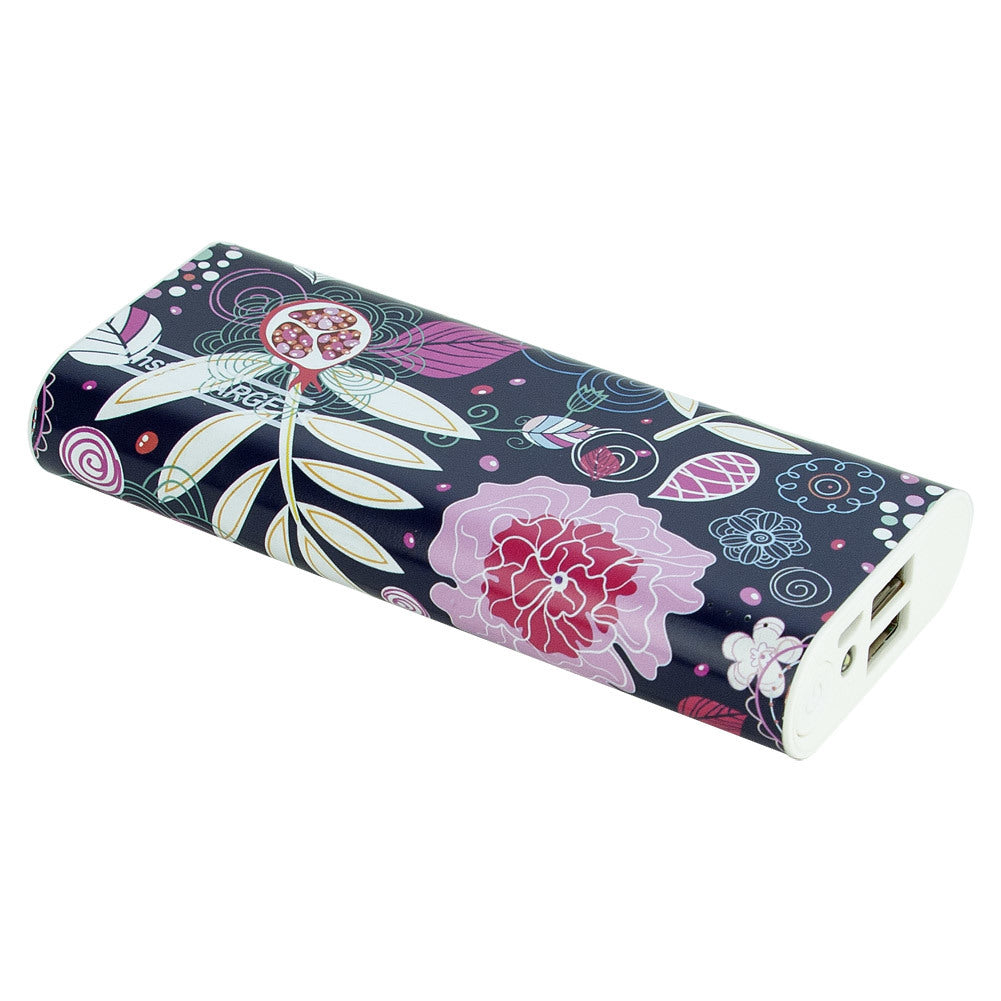 instaCHARGE 12000mAh Dual USB Power Bank Portable Battery Charger Floral (EL-KS)