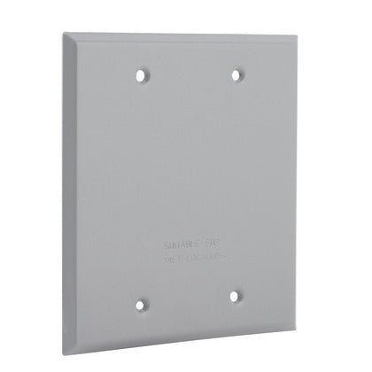 Weatherproof Cover, 2-Gang, Blank, Aluminum, Gray