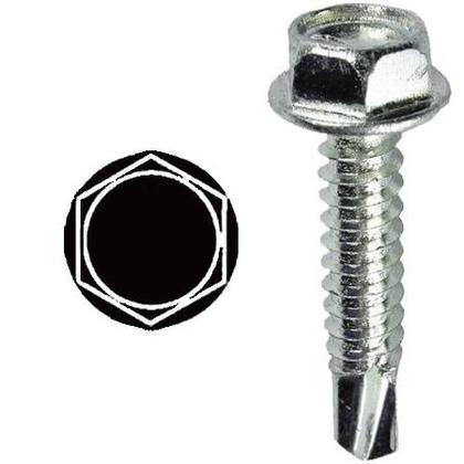 Self-Drilling Screw, Hex Washer Head, 8 x 1/2", Steel