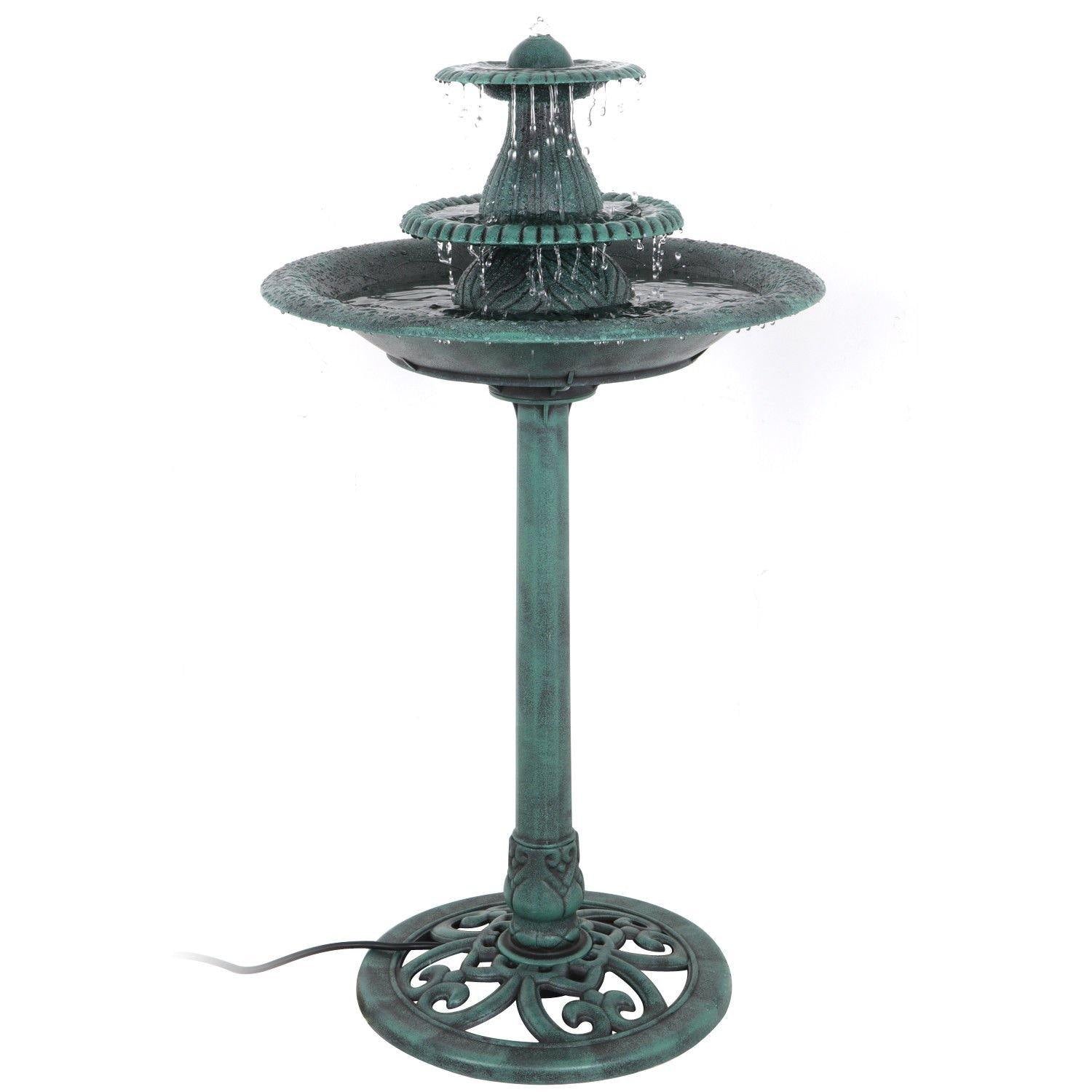 3 Tier Fountain Bird Bath W/ Pump Water Pedestal Patio Decor Garden Outdoor - NORTH FIRST PLUS, LLC