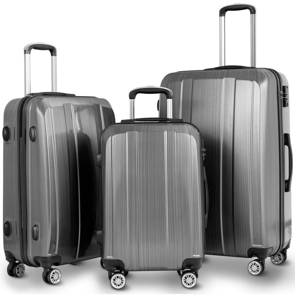 Goplus Luggage Set 3 Piece Lightweight Luggage Hardside w TSA Lock - NORTH FIRST PLUS, LLC
