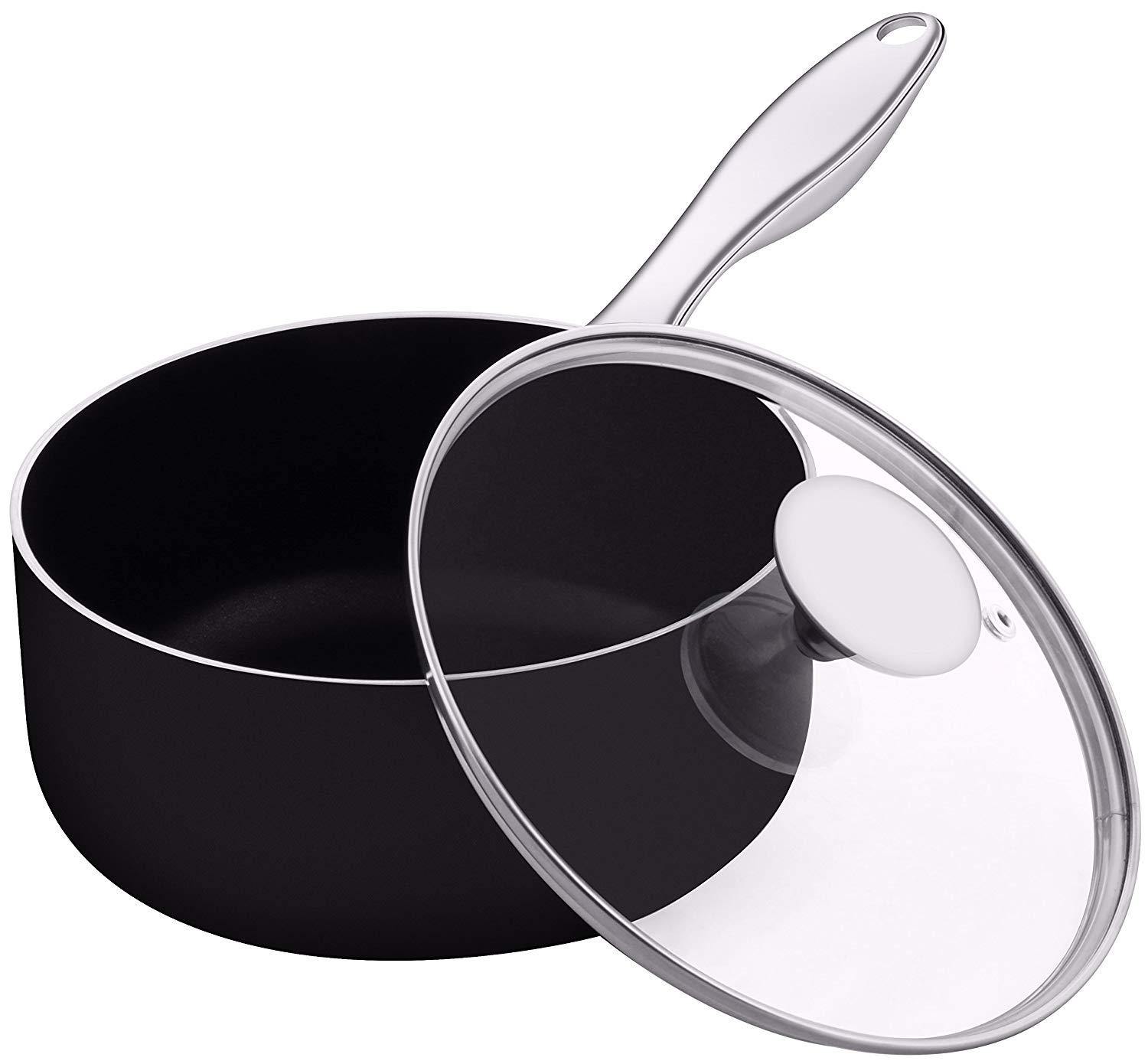 Utopia Kitchen Saucepan-2 Quart-18/10 Stainless Steel Handle - with Cover - 18 x 9 cm - NORTH FIRST PLUS, LLC