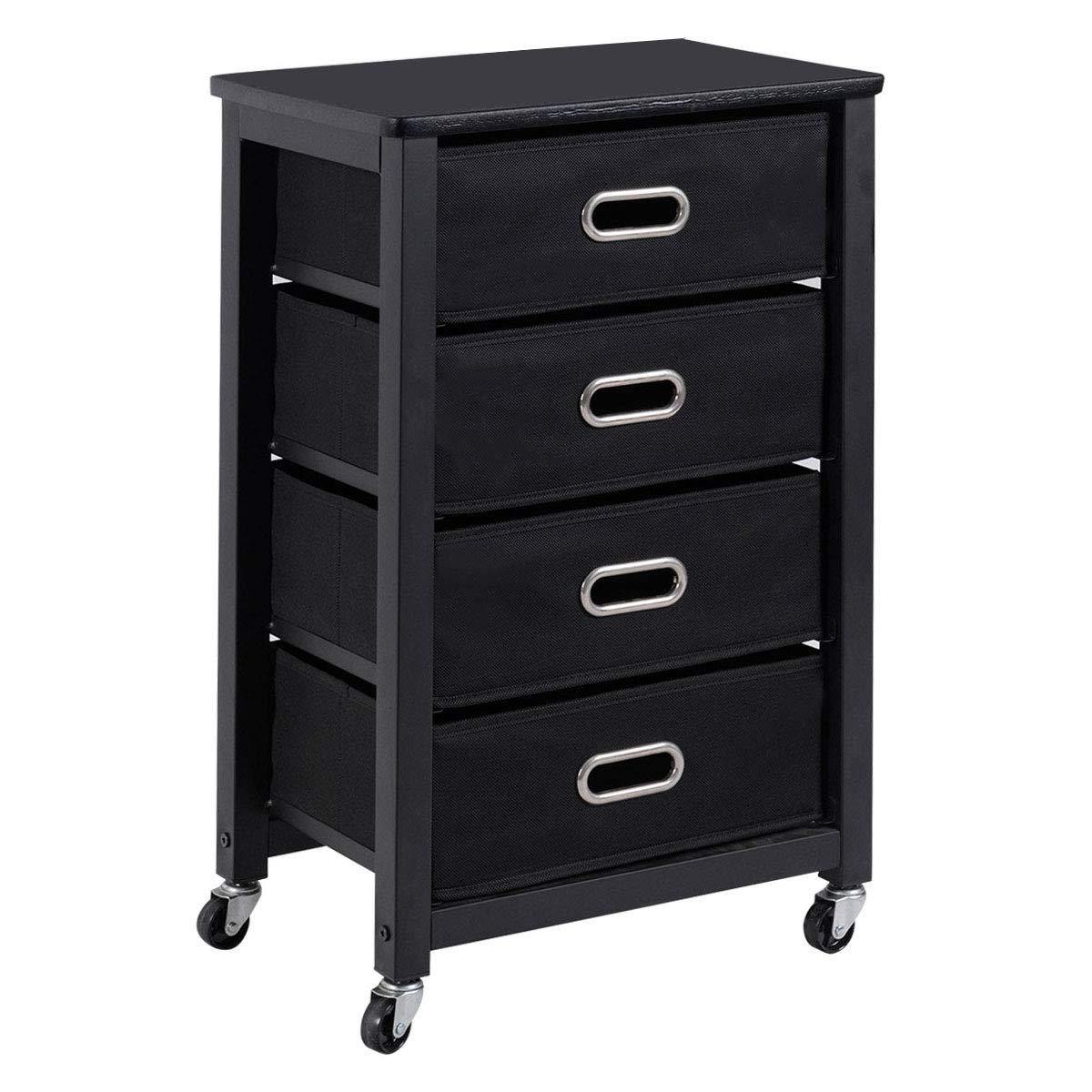 Giantex Rolling File Cabinet Heavy Duty Mobile Storage Filing Cabinet w/4 Drawers Black - NORTH FIRST PLUS, LLC