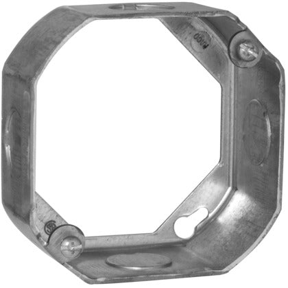 4" Octagon Box Extension Ring, 1-1/2" Deep, 1/2" KOs, Steel