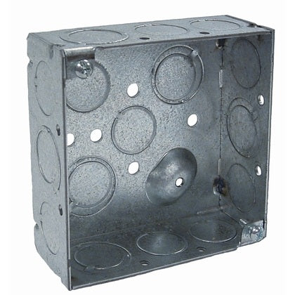 4" Square Box, Welded, Metallic, 1-1/2" Deep