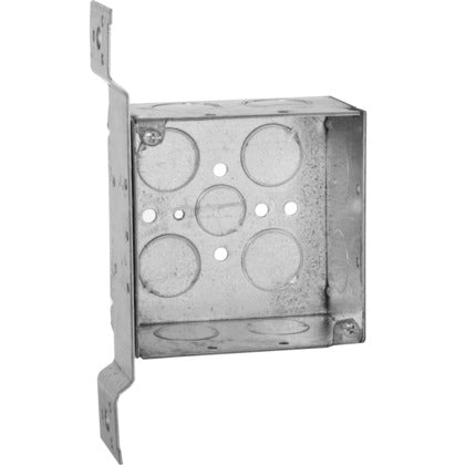 4" Square Box, Welded, Metallic, 2-1/8" Deep, Vertical Bracket
