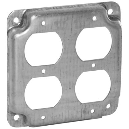 4" SQ Exposed Cover, (2) Duplex Receptacles, 1/2" Raised