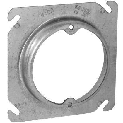 4" Square Fixture Cover, Mud Ring, 3/4" Raised, Drawn, Metallic