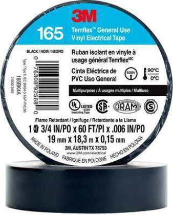 General Use Vinyl Electrical Tape, Multi-Purpose, Black, 3/4" x 60'