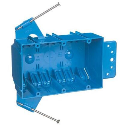 Switch/Outlet Box with Bracket, 3-Gang, Depth: 2-11/16", Nail-On, Non-Metallic