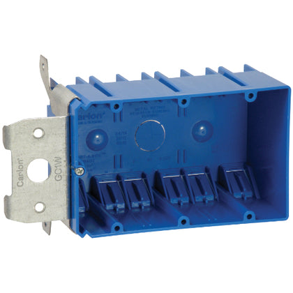 Switch/Outlet Box, 3-Gang, Adjustable, Depth: 3", Non-Metallic