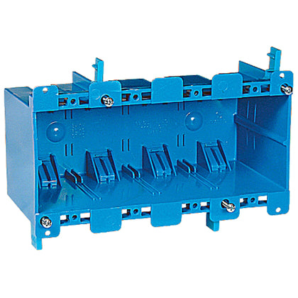 Switch/Outlet Box, 4-Gang, Depth: 3.56", Old Work, Non-Metallic