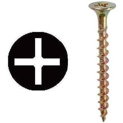 Drywall Screw, 6 x 1, Phillips, Bugle Head, Coarse Thread, Yellow Zinc