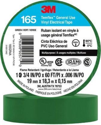 General Use Vinyl Electrical Tape, Multi-Purpose, Green, 3/4" x 60'