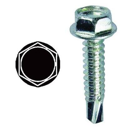 Self-Drilling Screw, #10 x 1", Steel, Hex Washer Head