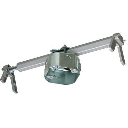 4" Octagon Ceiling Box with Hanger, 2" Deep, KOs, Metallic